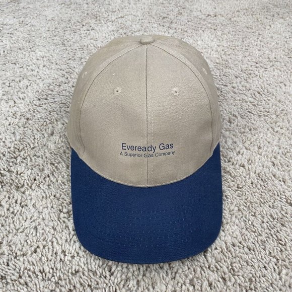 Vintage‎ RCC Koozie Eveready Gas Hat A Superior Gas Co Beige Blue Strapback Cap - Picture 11 of 11